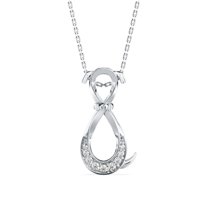 0.07Ct Puppy Style Pave Lab-Grown Diamond Gold Pendant Necklace