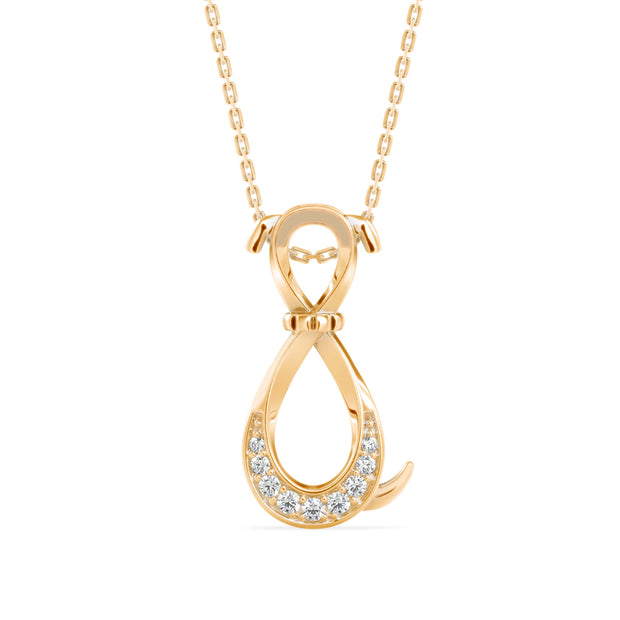0.07Ct Puppy Style Pave Lab-Grown Diamond Gold Pendant Necklace