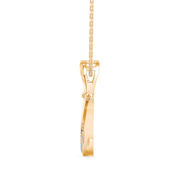 0.07Ct Puppy Style Pave Lab-Grown Diamond Gold Pendant Necklace