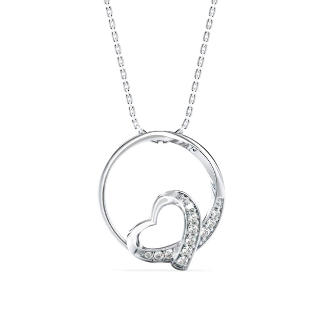 0.09Ct Heart Shape in Circle Lab-Grown Diamond Gold Pendant Necklace