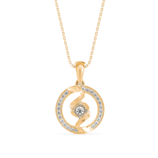 0.26Ct Swirl Circular Halo Lab-Grown Diamond Gold Pendant Necklace