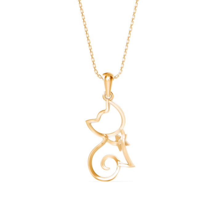 0.02Ct Cat Lovers Design Lab-Grown Diamond Gold Pendant Necklace