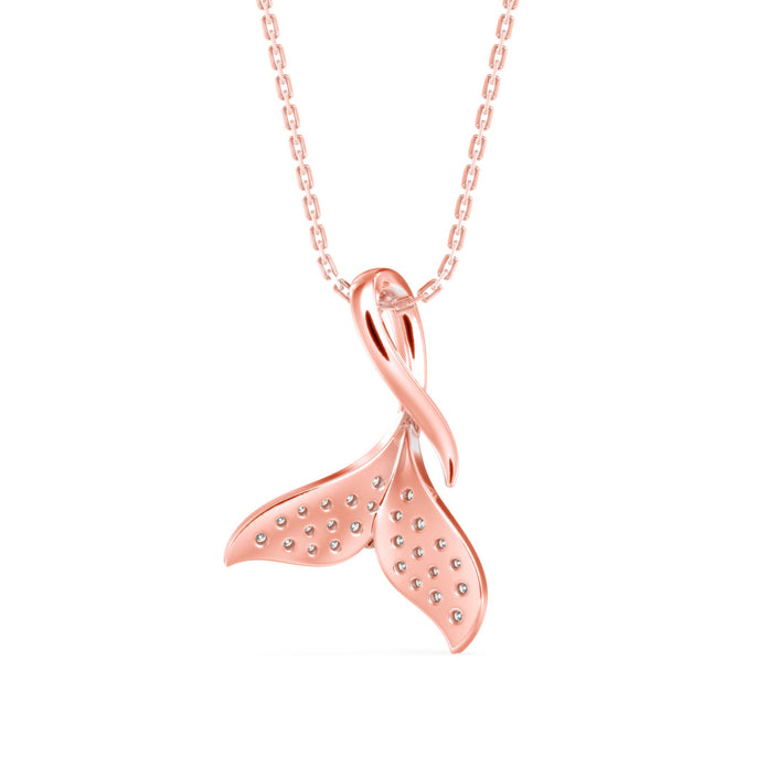 0.16Ct Whale Tail Shape Cluster Lab-Grown Diamond Gold Pendant Necklace