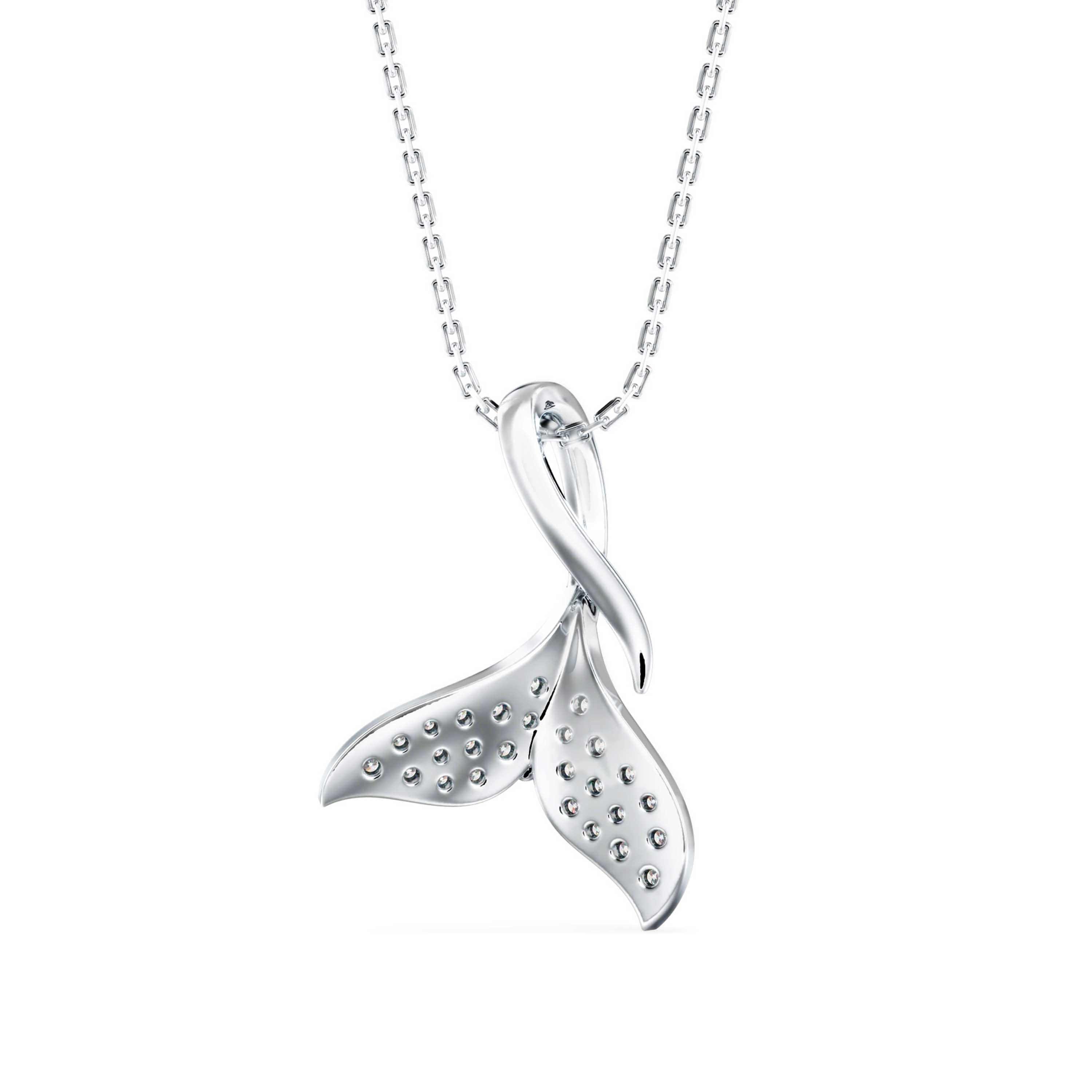 0.16Ct Whale Tail Shape Cluster Lab-Grown Diamond Gold Pendant Necklace