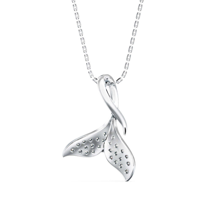 0.16Ct Whale Tail Shape Cluster Lab-Grown Diamond Gold Pendant Necklace