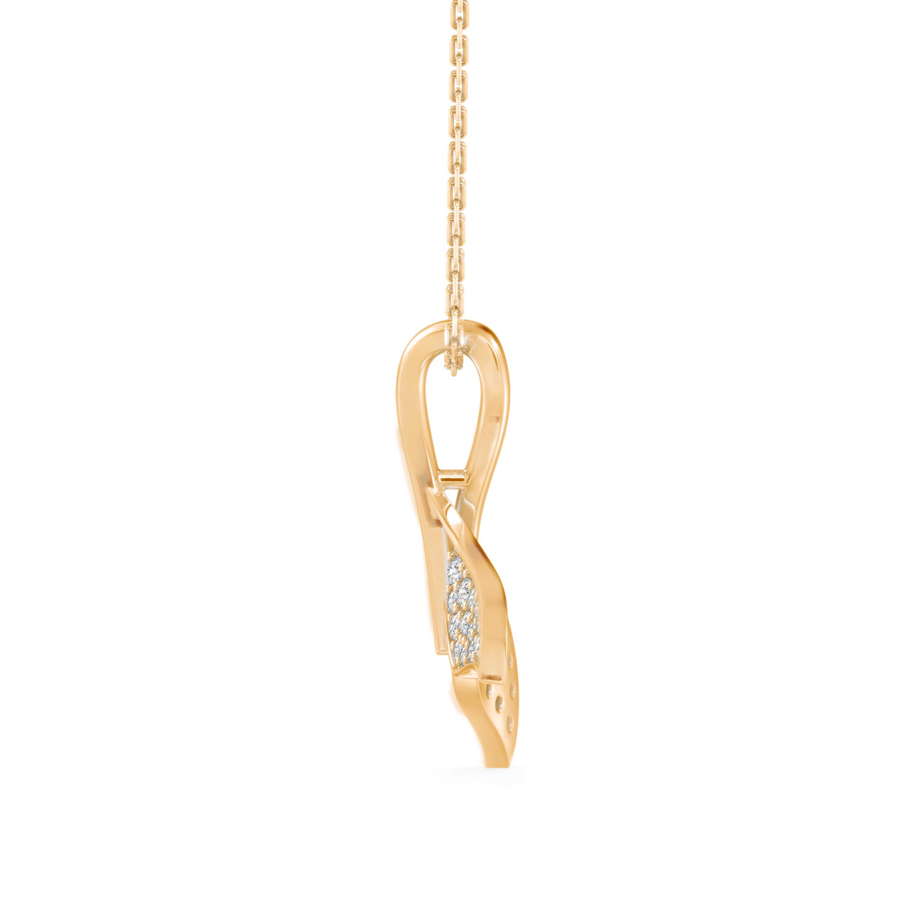 0.16Ct Whale Tail Shape Cluster Lab-Grown Diamond Gold Pendant Necklace