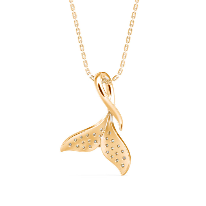 0.16Ct Whale Tail Shape Cluster Lab-Grown Diamond Gold Pendant Necklace