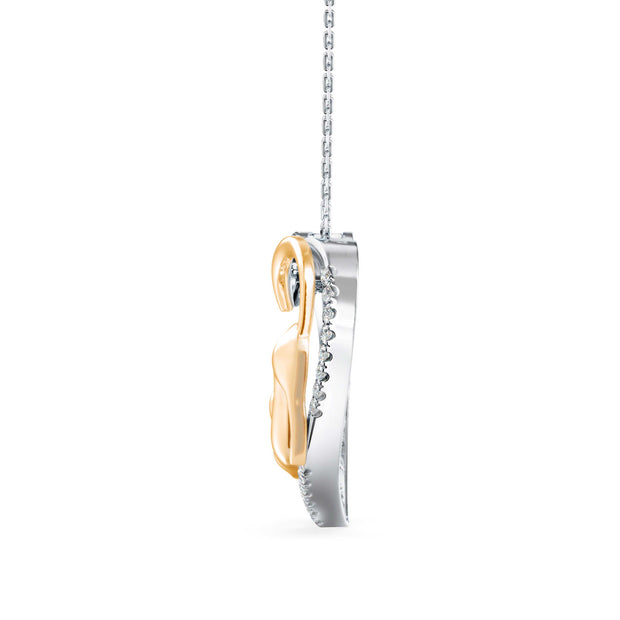 0.20Ct Prowling Cat Heart Shape Lab-Grown Diamond Gold Pendant Necklace