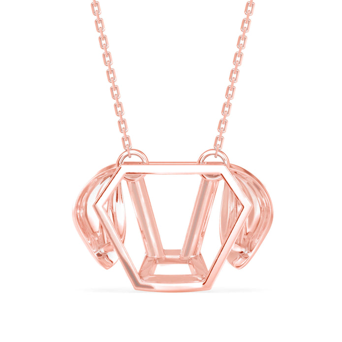 0.10Ct Dog Face Designe Pave Lab-Grown Diamond Gold Pendant Necklace