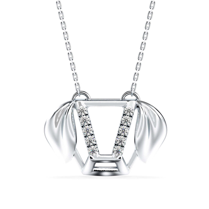 0.10Ct Dog Face Designe Pave Lab-Grown Diamond Gold Pendant Necklace