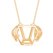 0.10Ct Dog Face Designe Pave Lab-Grown Diamond Gold Pendant Necklace