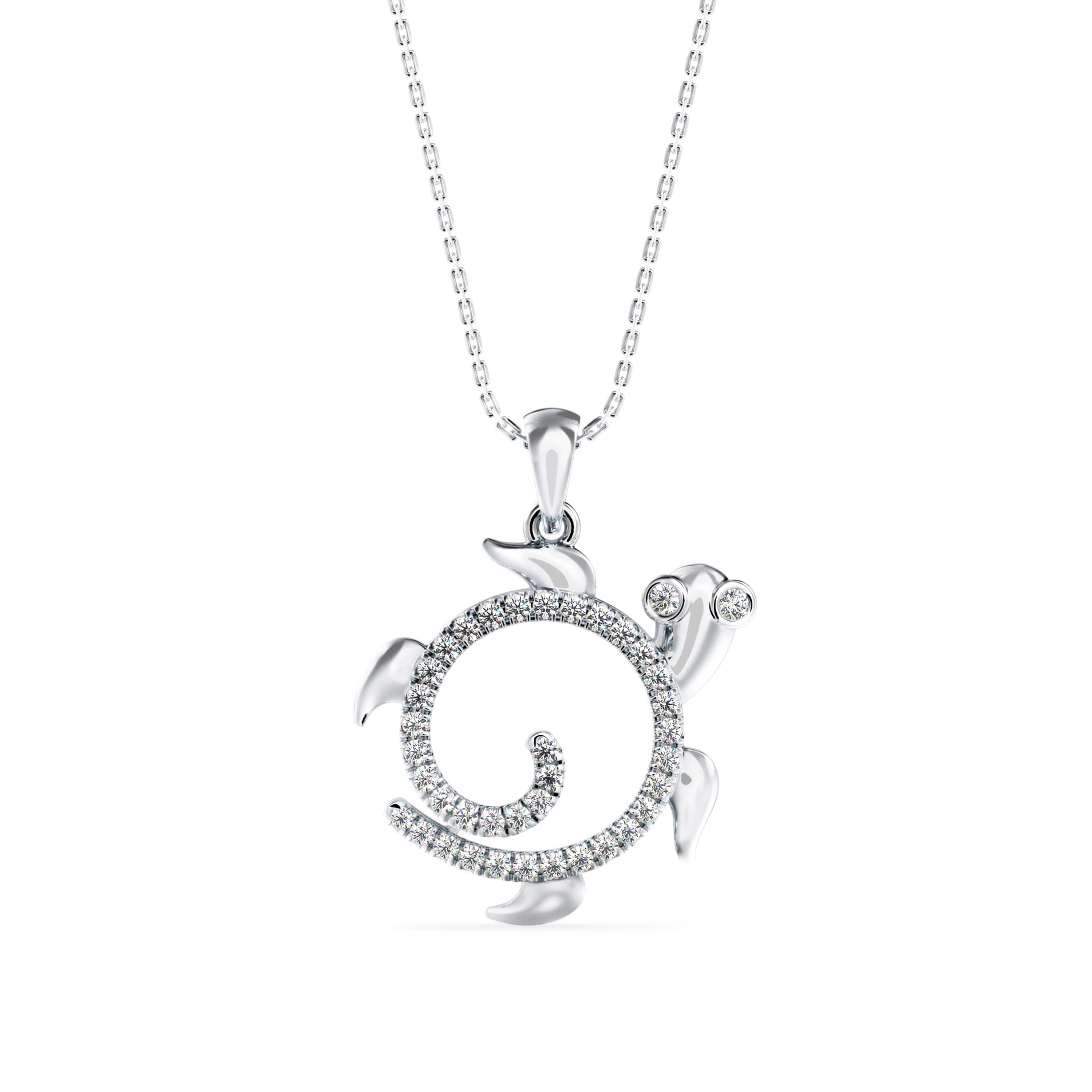 0.29Ct Turtley Shape Pave Lab-Grown Diamond Gold Pendant Necklace