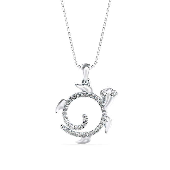 0.29Ct Turtley Shape Pave Lab-Grown Diamond Gold Pendant Necklace