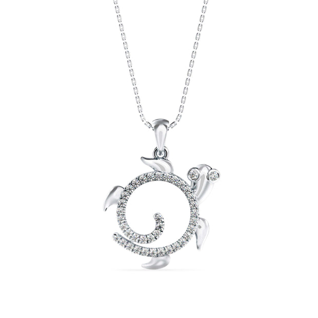0.29Ct Turtley Shape Pave Lab-Grown Diamond Gold Pendant Necklace
