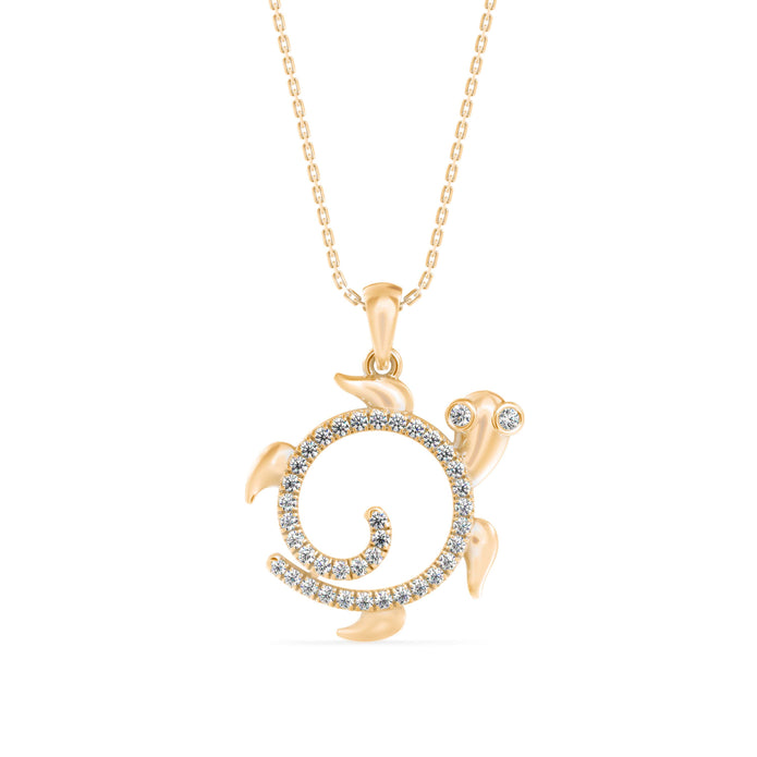 0.29Ct Turtley Shape Pave Lab-Grown Diamond Gold Pendant Necklace
