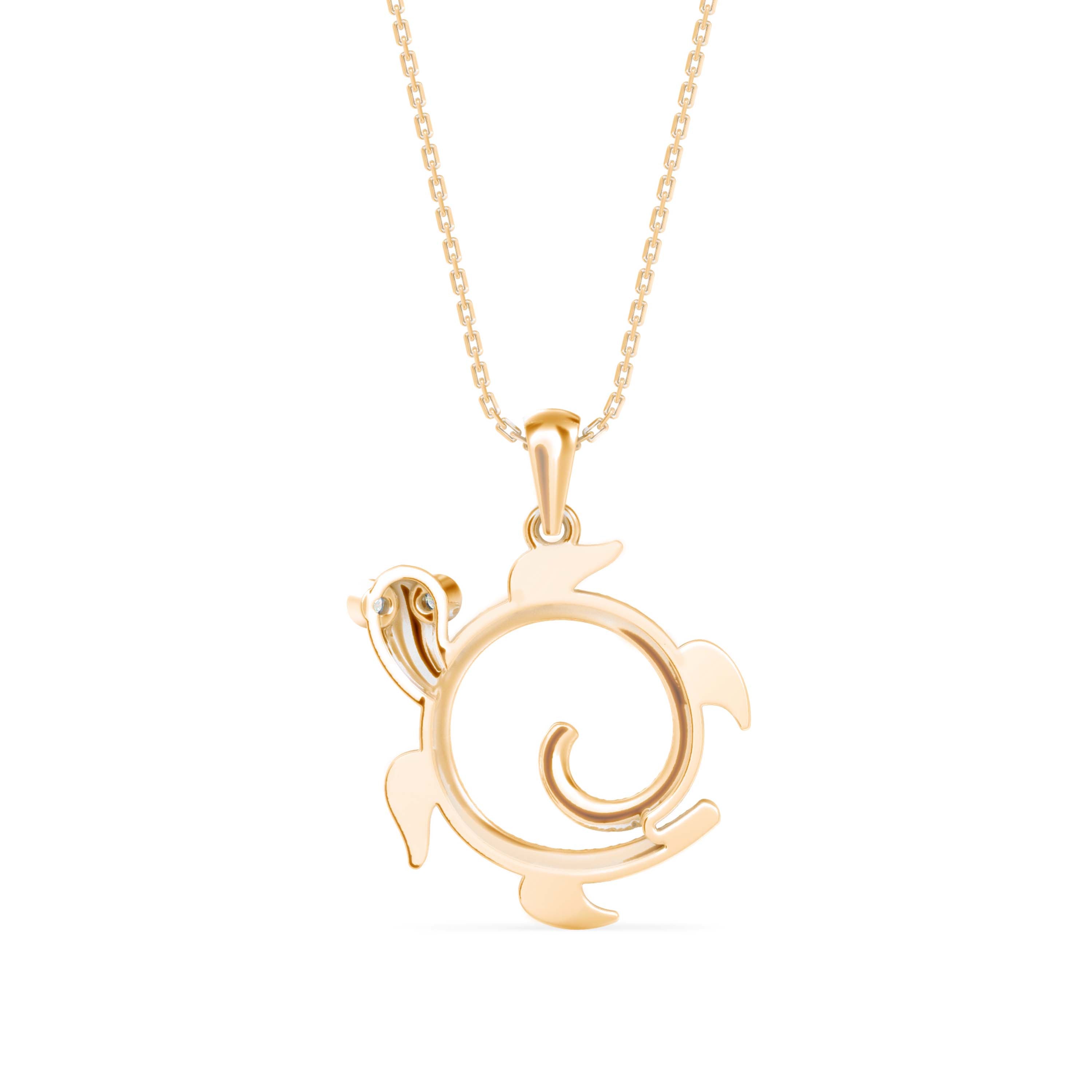 0.29Ct Turtley Shape Pave Lab-Grown Diamond Gold Pendant Necklace