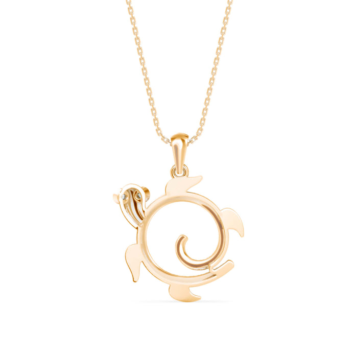 0.29Ct Turtley Shape Pave Lab-Grown Diamond Gold Pendant Necklace