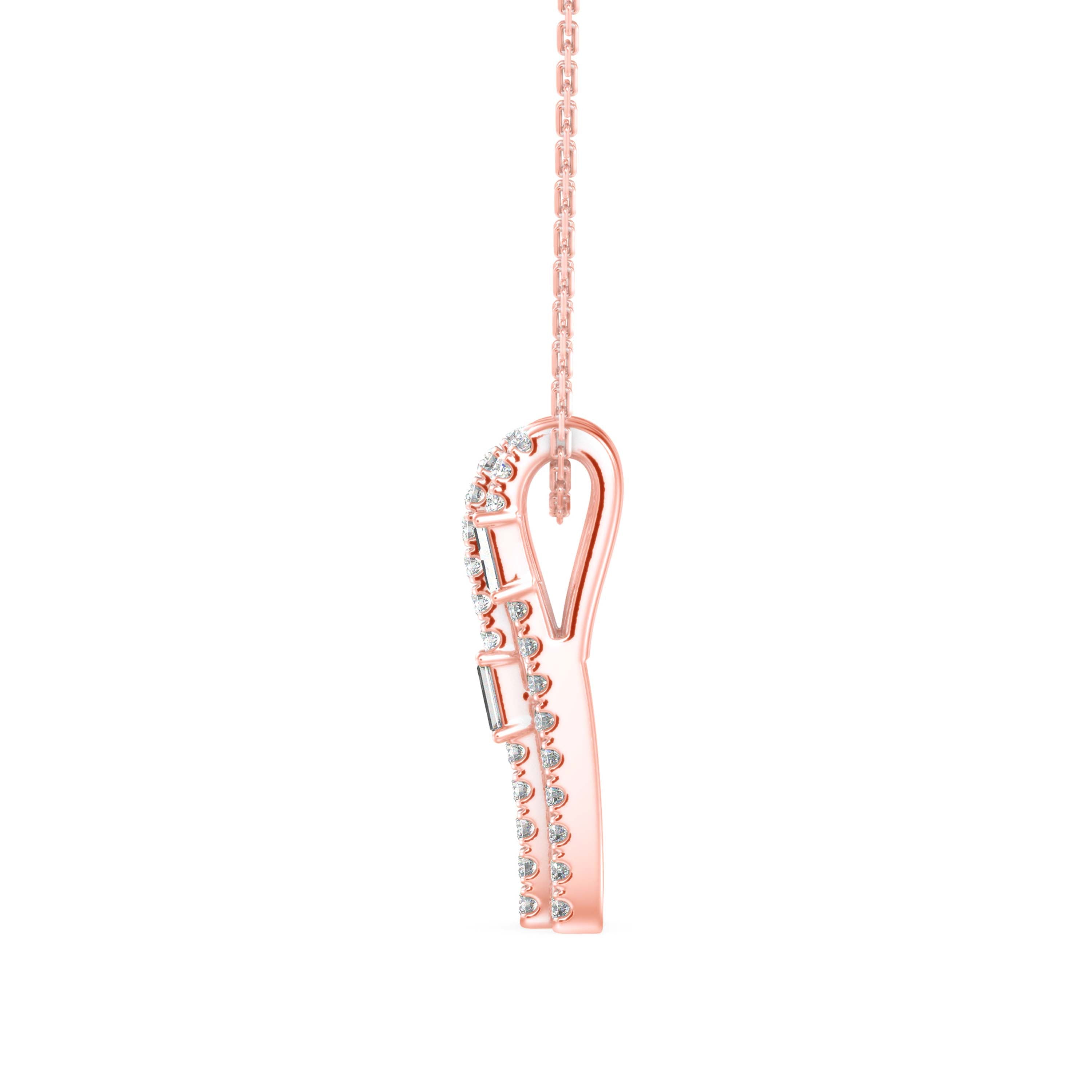 0.43Ct Baguette Pave With Bar Set Lab-Grown Diamond Gold Pendant Necklace