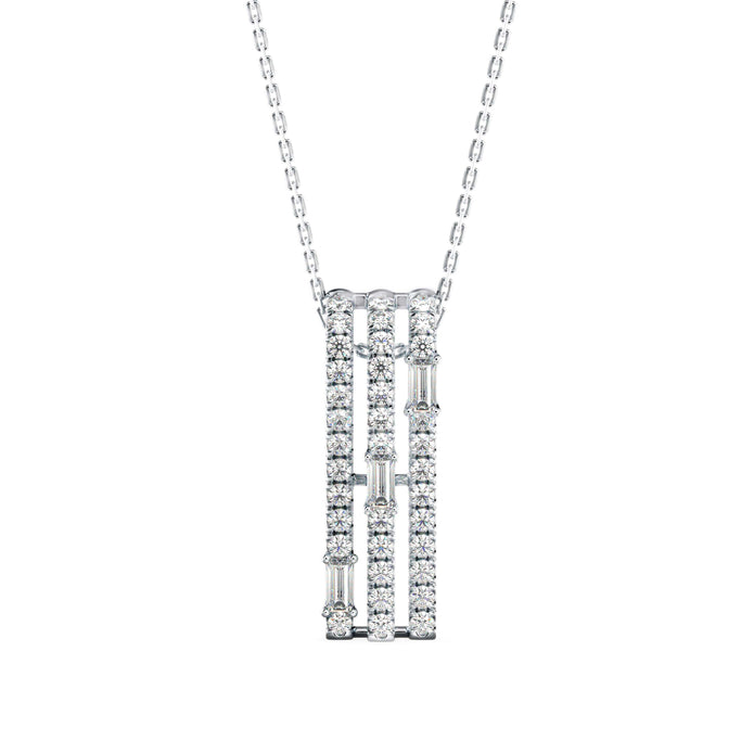 0.43Ct Baguette Pave With Bar Set Lab-Grown Diamond Gold Pendant Necklace