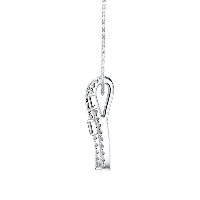 0.43Ct Baguette Pave With Bar Set Lab-Grown Diamond Gold Pendant Necklace