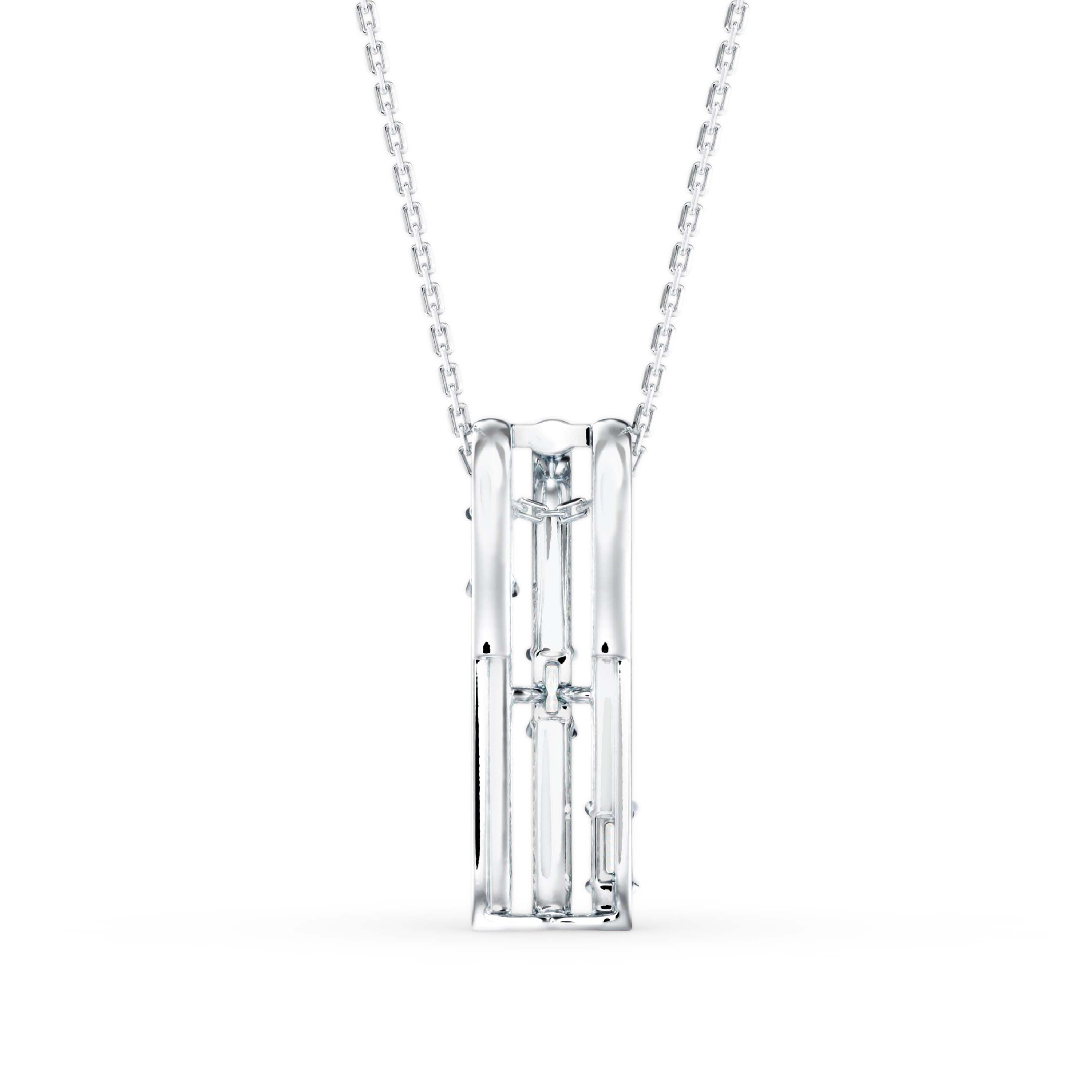 0.43Ct Baguette Pave With Bar Set Lab-Grown Diamond Gold Pendant Necklace