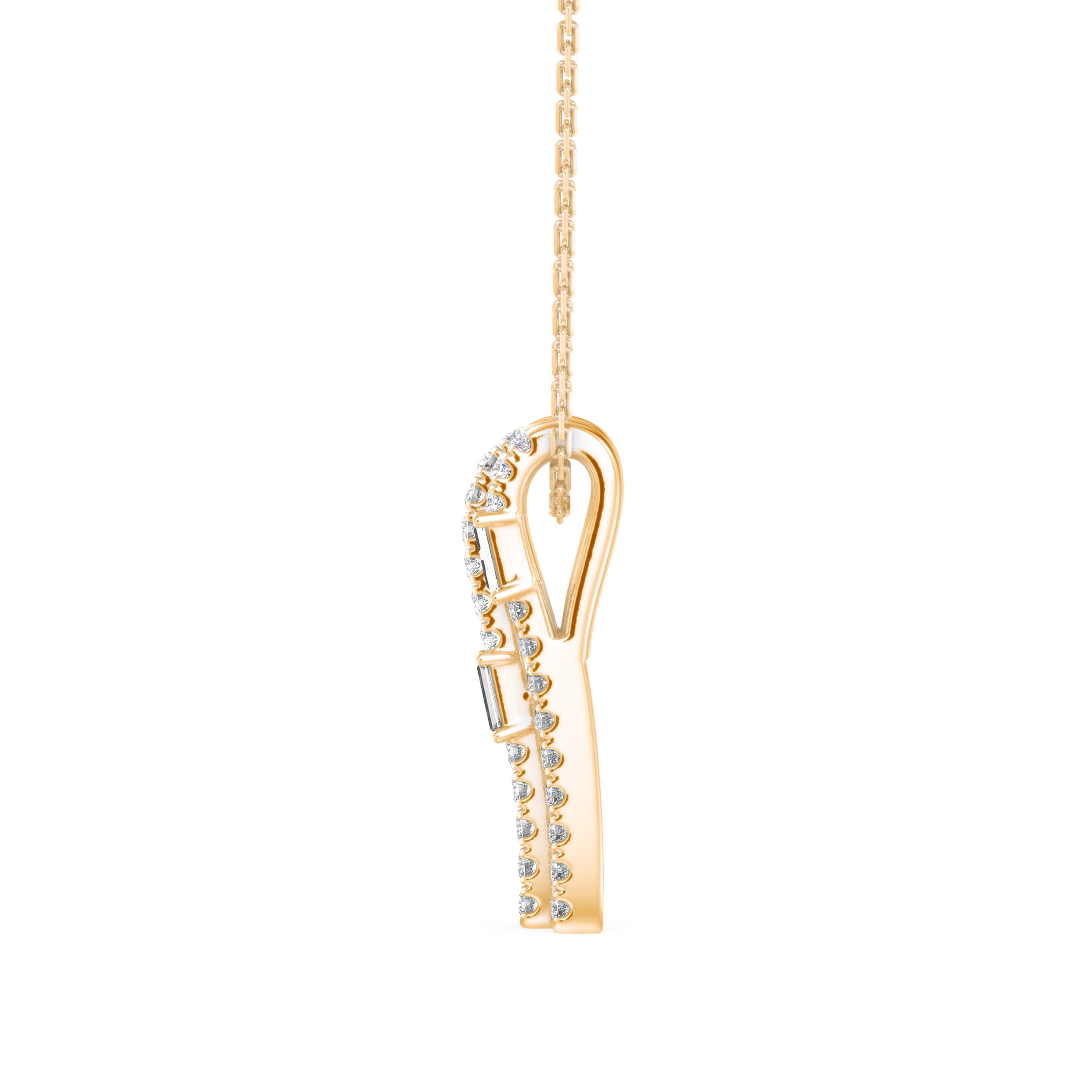 0.43Ct Baguette Pave With Bar Set Lab-Grown Diamond Gold Pendant Necklace