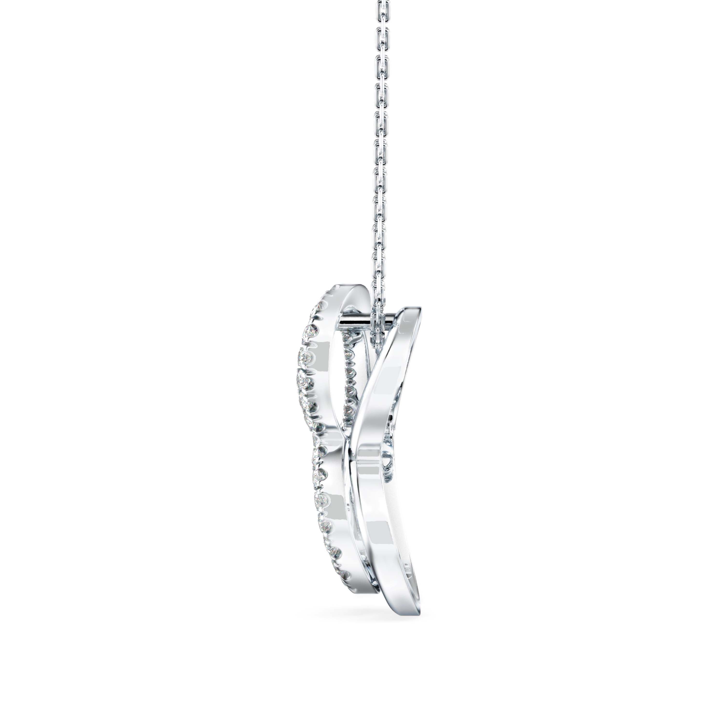 0.19Ct Double Heart Pave Lab-Grown Diamond Gold Pendant Necklace