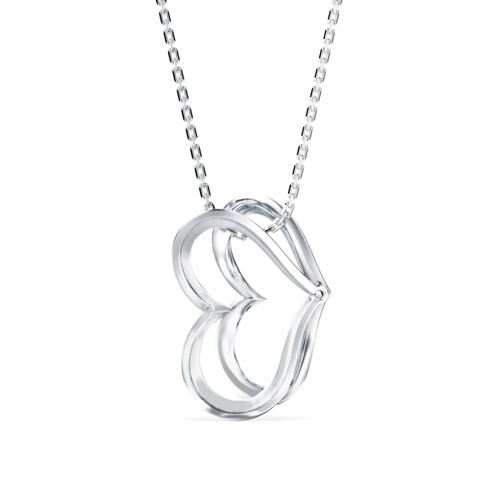 0.19Ct Double Heart Pave Lab-Grown Diamond Gold Pendant Necklace