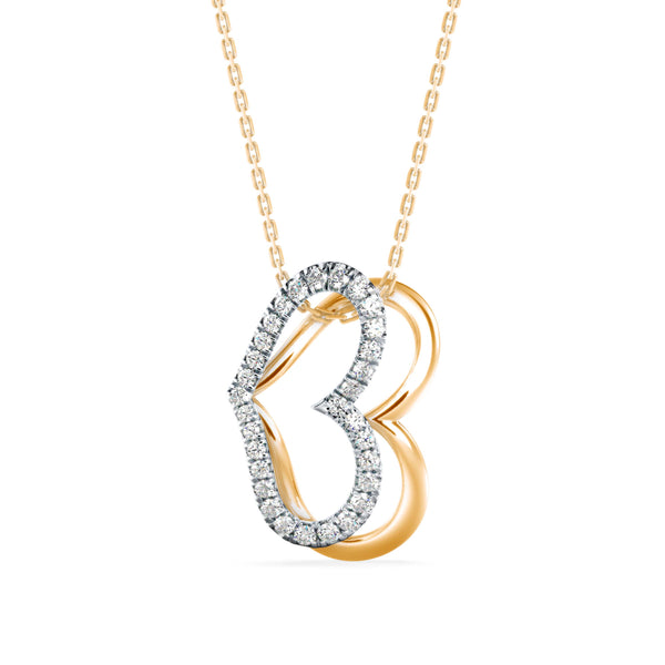 0.19Ct Double Heart Pave Lab-Grown Diamond Gold Pendant Necklace