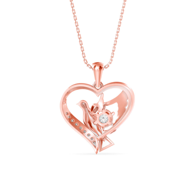 0.16Ct Love Birds Heart Lab-Grown Diamond Gold Pendant Necklace