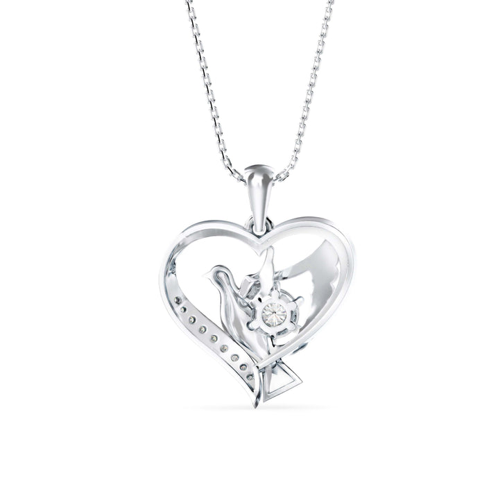 0.16Ct Love Birds Heart Lab-Grown Diamond Gold Pendant Necklace