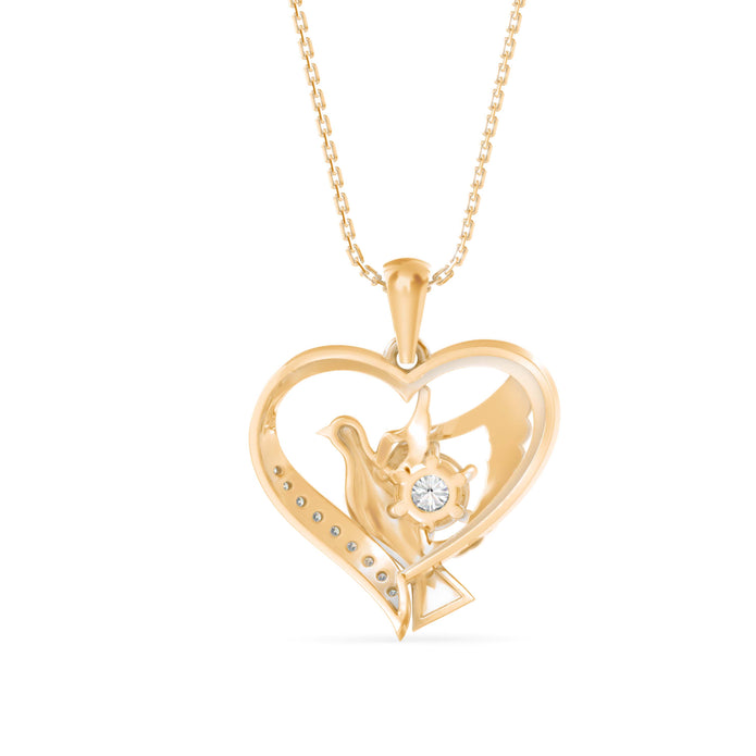 0.16Ct Love Birds Heart Lab-Grown Diamond Gold Pendant Necklace