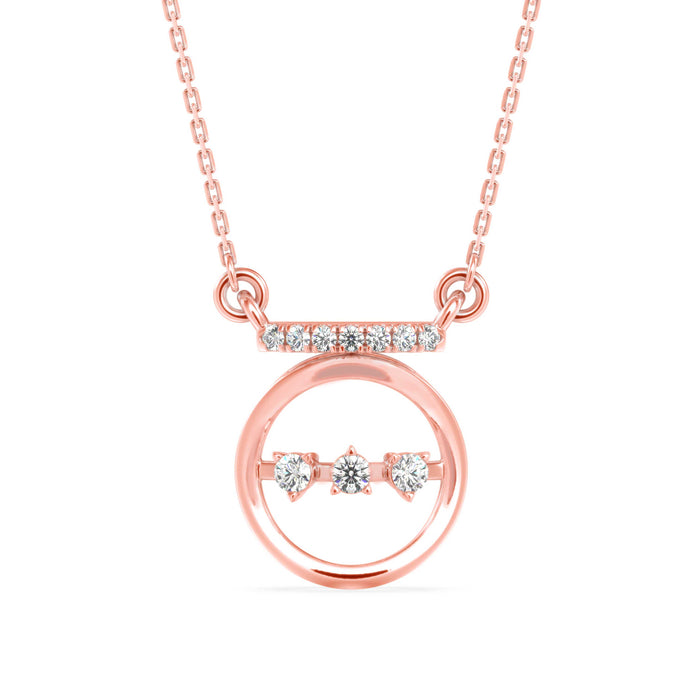 0.14Ct Circle With Three Stone Lab-Grown Diamond Gold Pendant Necklace