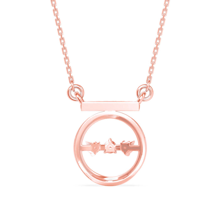 0.14Ct Circle With Three Stone Lab-Grown Diamond Gold Pendant Necklace