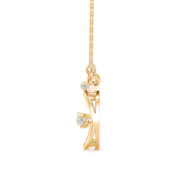 0.14Ct Circle With Three Stone Lab-Grown Diamond Gold Pendant Necklace