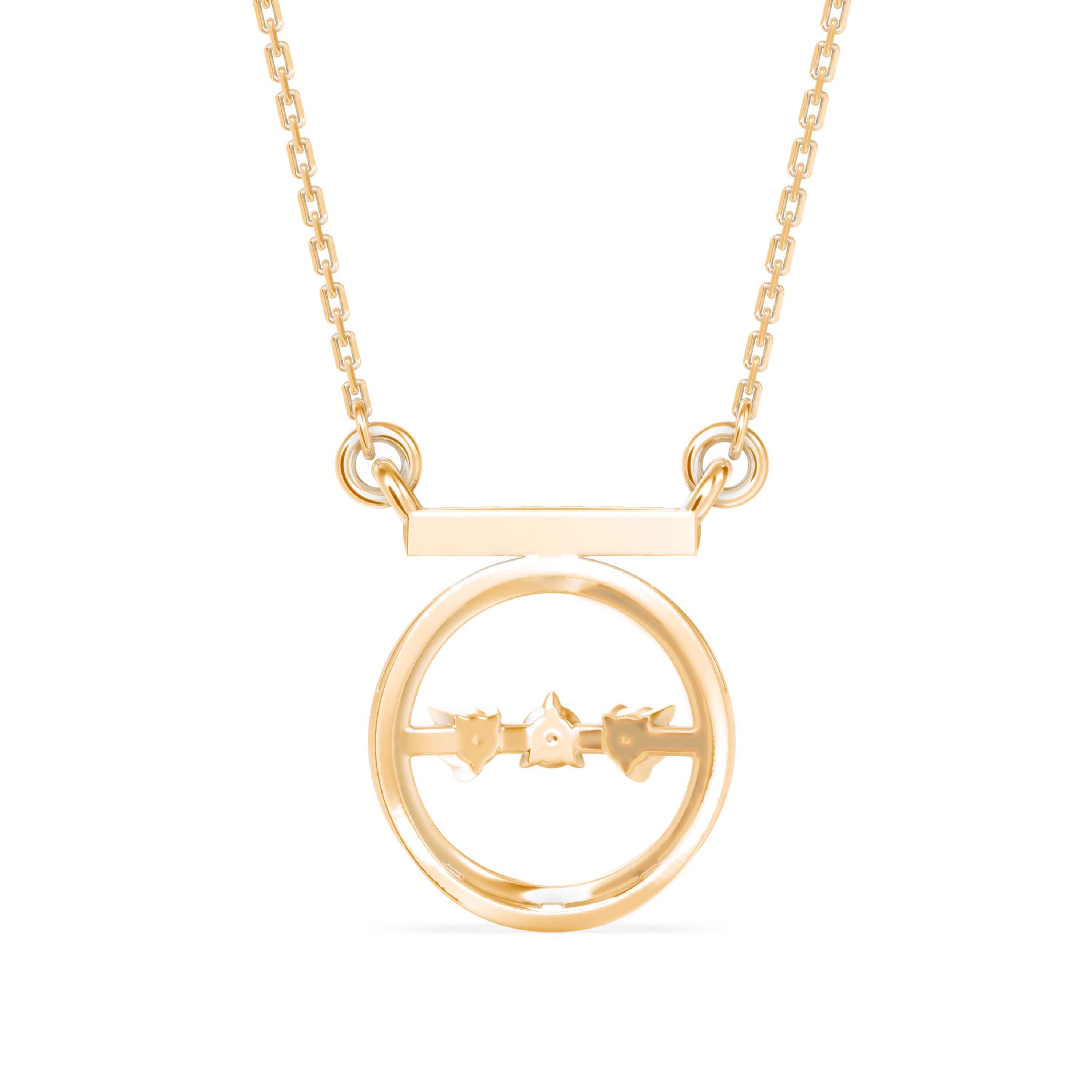 0.14Ct Circle With Three Stone Lab-Grown Diamond Gold Pendant Necklace