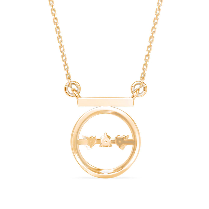 0.14Ct Circle With Three Stone Lab-Grown Diamond Gold Pendant Necklace