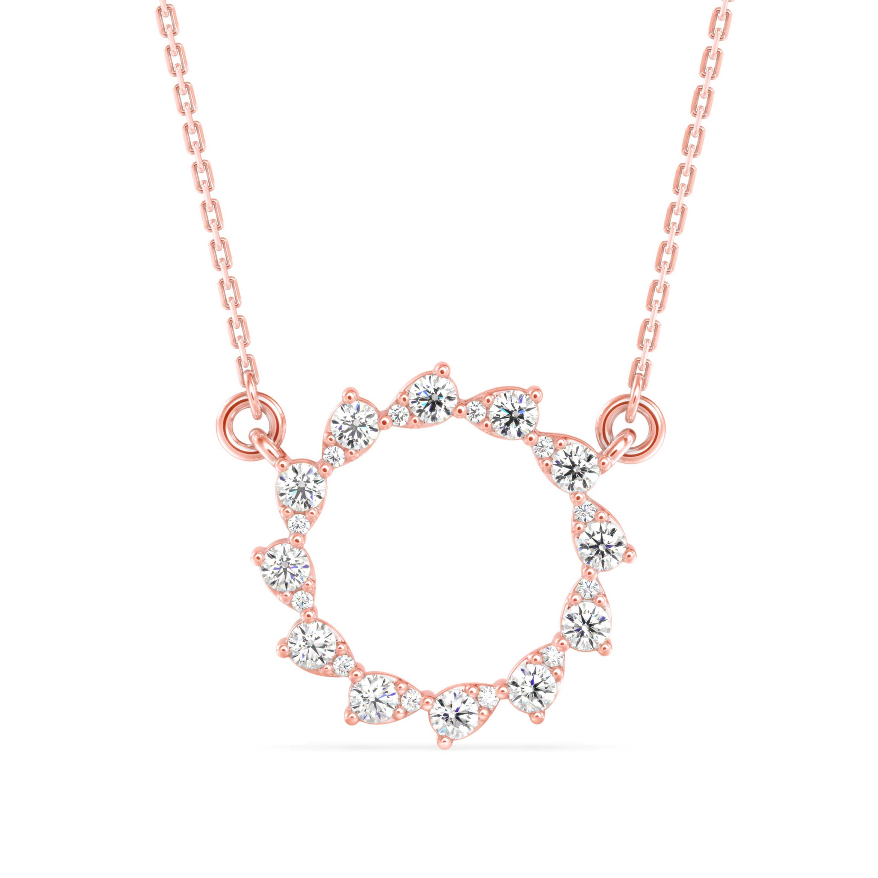 0.39Ct Celestial Circle Design Lab-Grown Diamond Gold Pendant Necklace