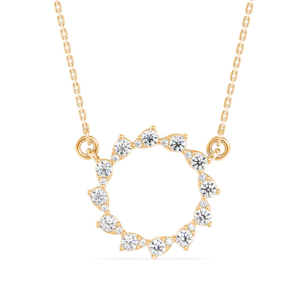 0.39Ct Celestial Circle Design Lab-Grown Diamond Gold Pendant Necklace