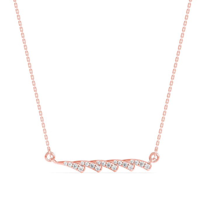 0.17Ct Feather Style Pave Lab-Grown Diamond Gold Pendant Necklace