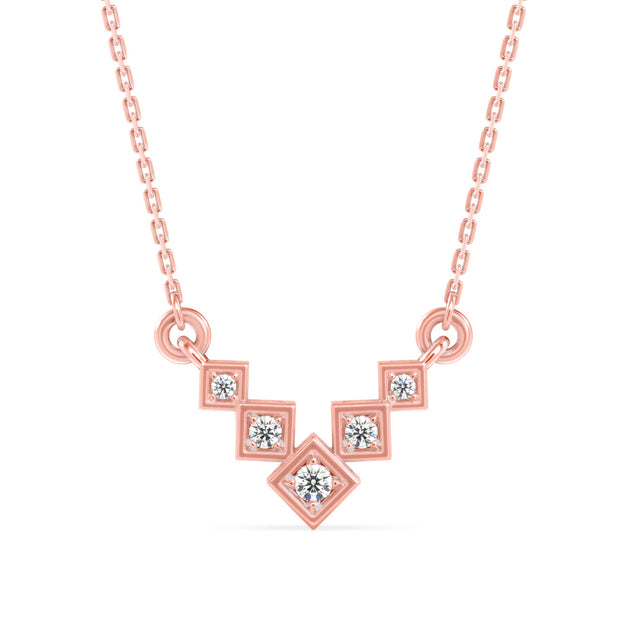 0.08Ct "V" Shape Prong Lab-Grown Diamond Gold Pendant Necklace