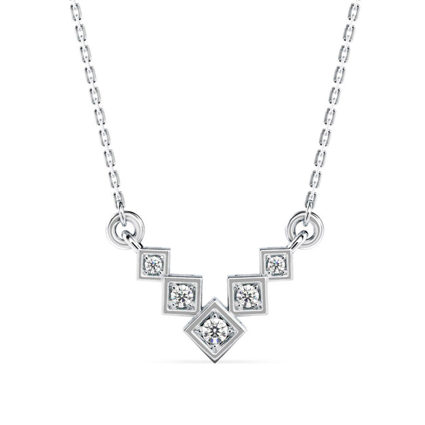 0.08Ct "V" Shape Prong Lab-Grown Diamond Gold Pendant Necklace