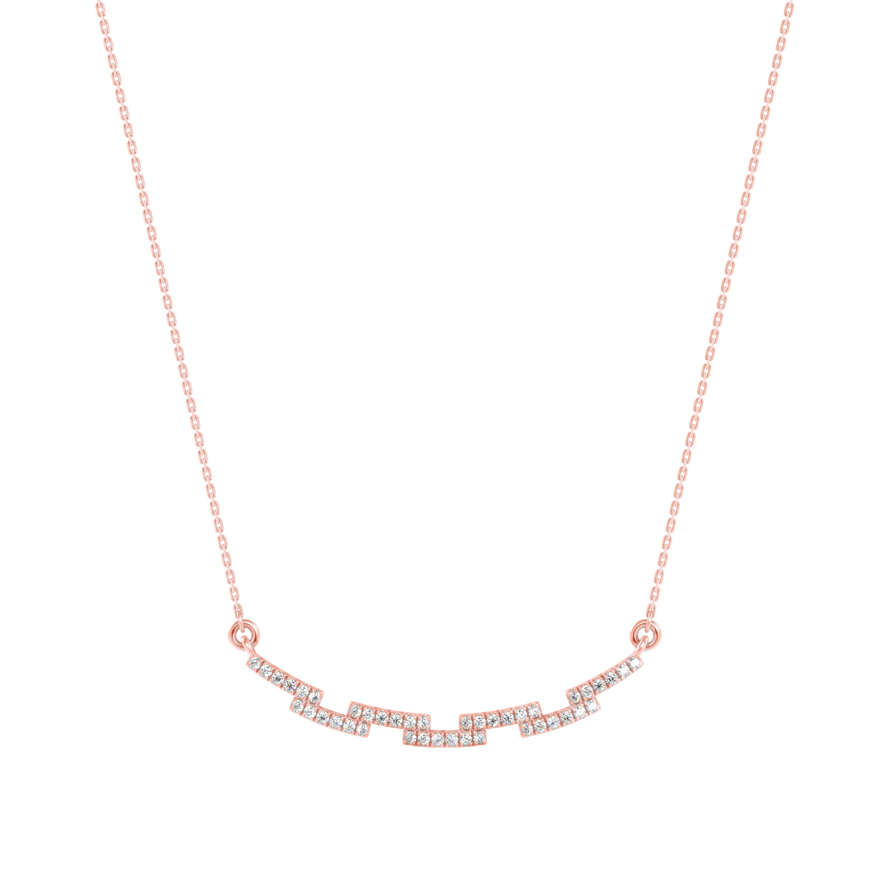 0.24Ct Curved Bar Design Pave Lab-Grown Diamond Gold Pendant Necklace