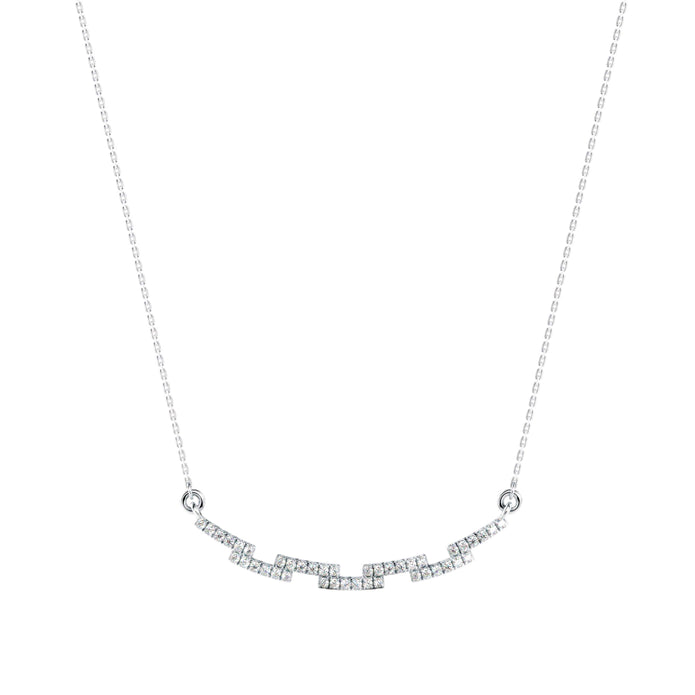 0.24Ct Curved Bar Design Pave Lab-Grown Diamond Gold Pendant Necklace