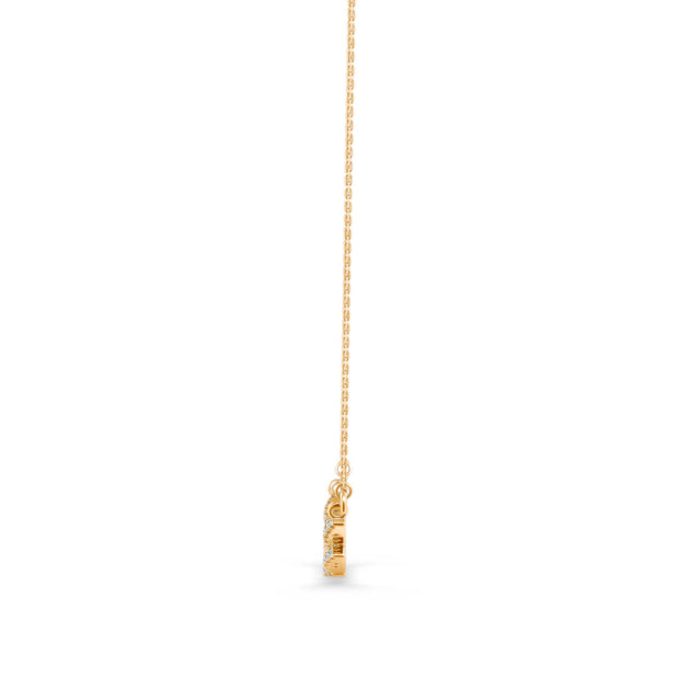 0.24Ct Curved Bar Design Pave Lab-Grown Diamond Gold Pendant Necklace