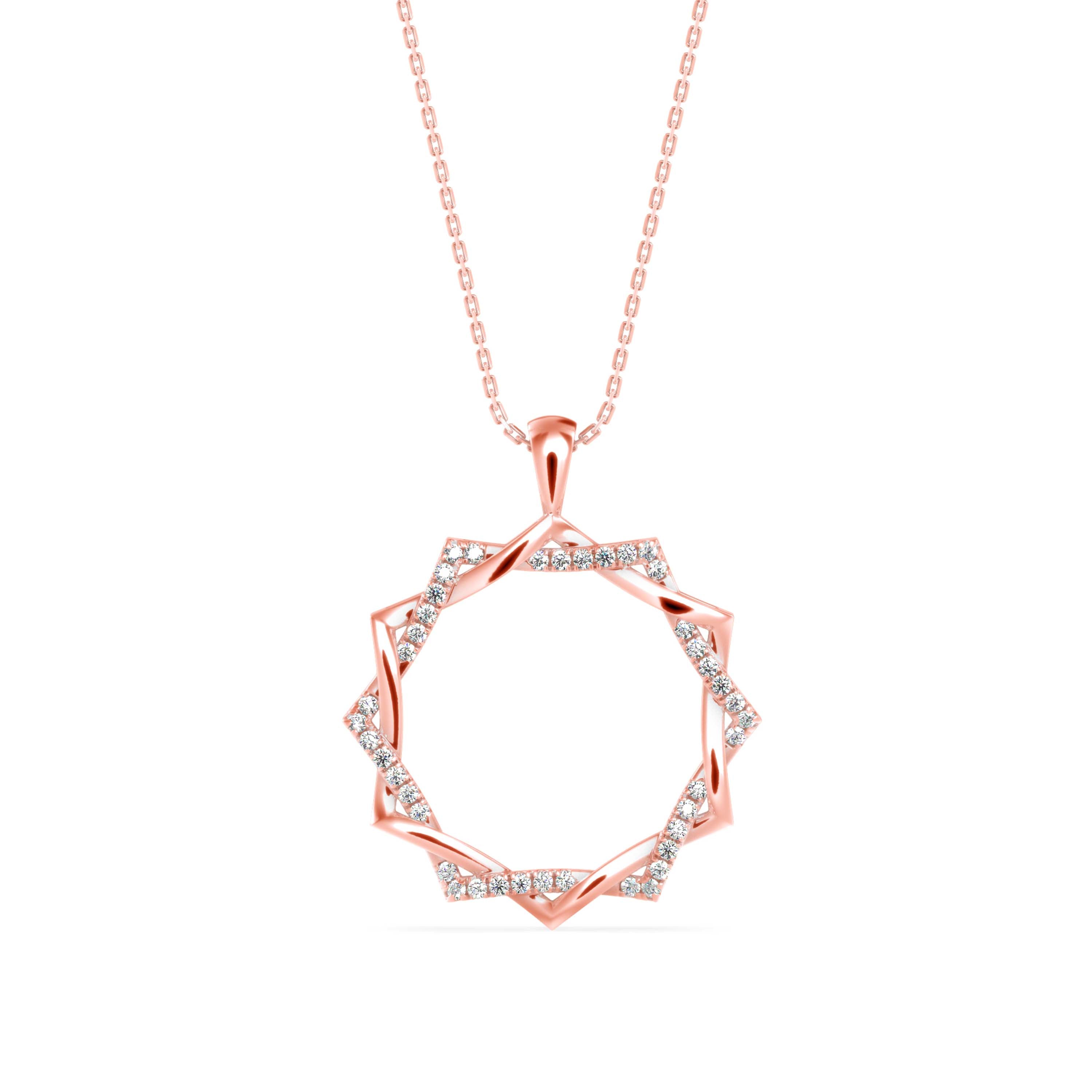 0.21Ct Sunburst Design Pave Lab-Grown Diamond Gold Pendant Necklace