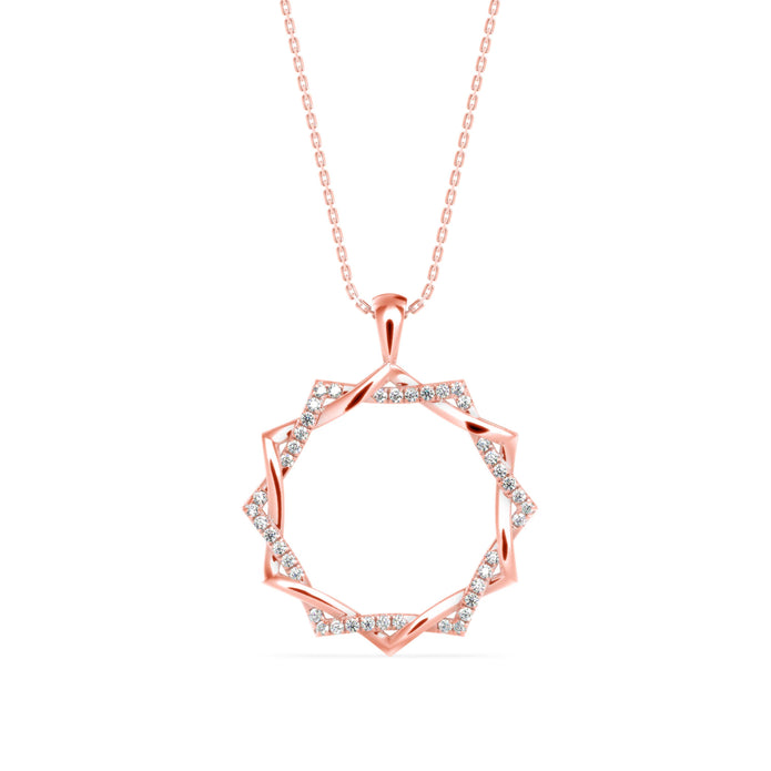 0.21Ct Sunburst Design Pave Lab-Grown Diamond Gold Pendant Necklace