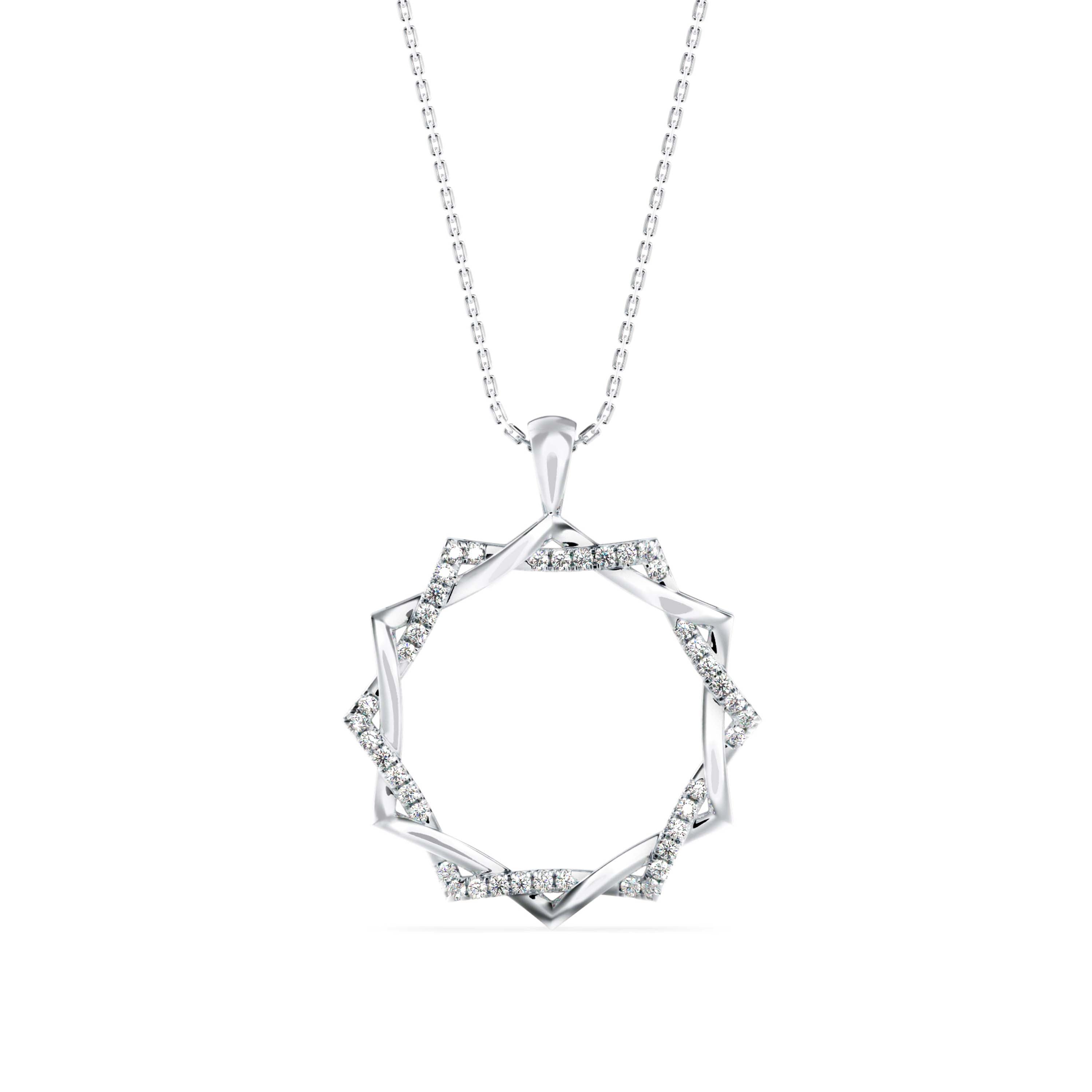 0.21Ct Sunburst Design Pave Lab-Grown Diamond Gold Pendant Necklace