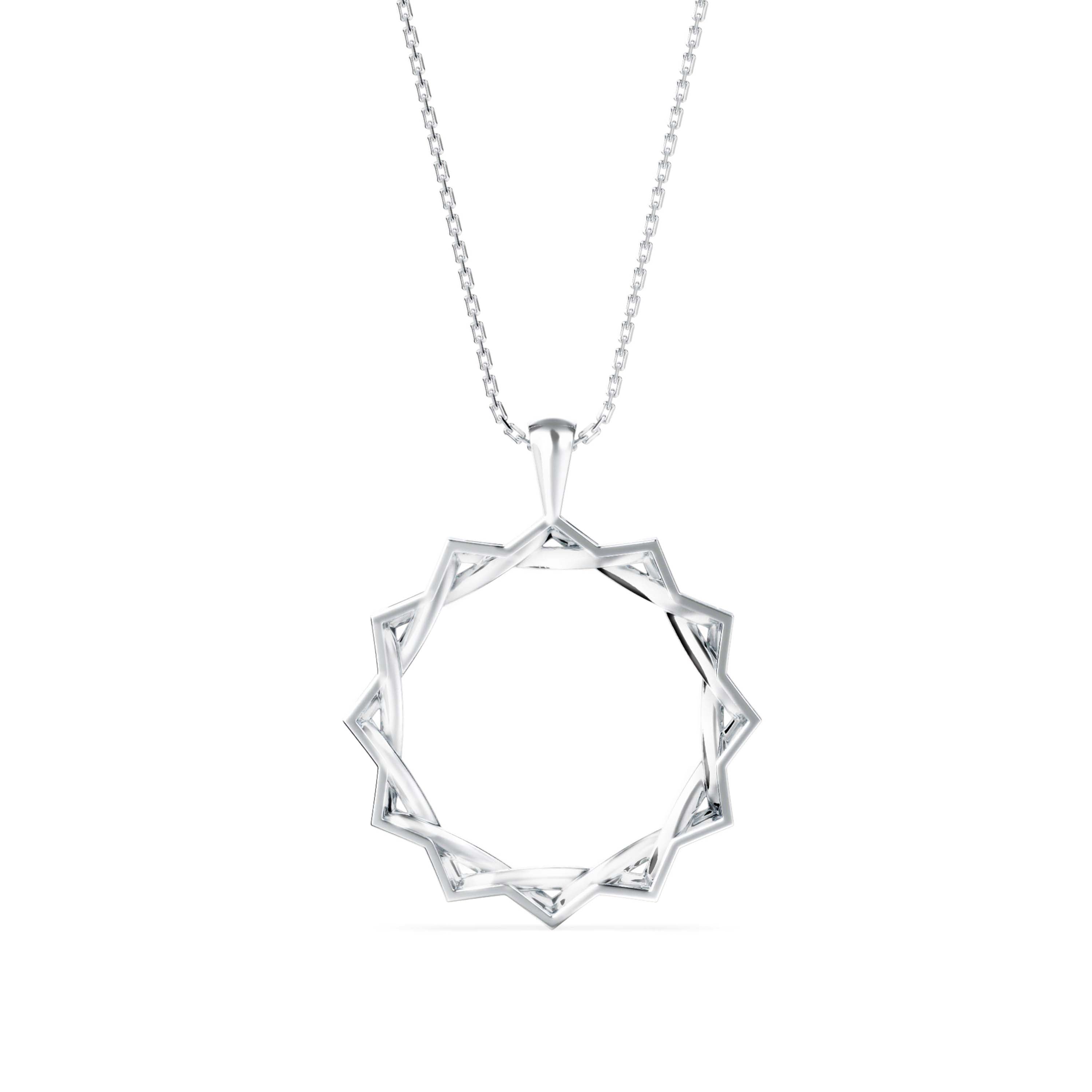 0.21Ct Sunburst Design Pave Lab-Grown Diamond Gold Pendant Necklace