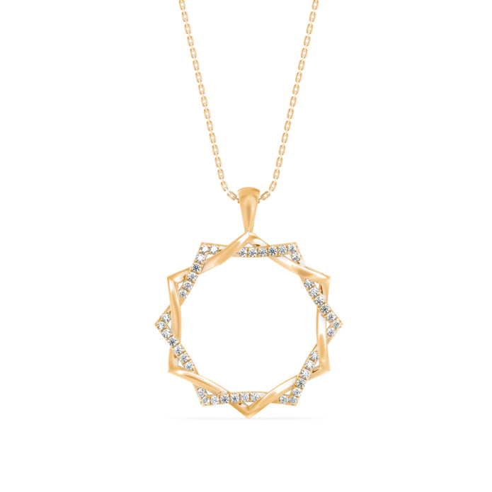 0.21Ct Sunburst Design Pave Lab-Grown Diamond Gold Pendant Necklace
